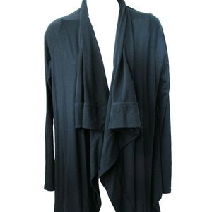 NUX Sweater Cardigan Open Front Waterfall Sz S Blk